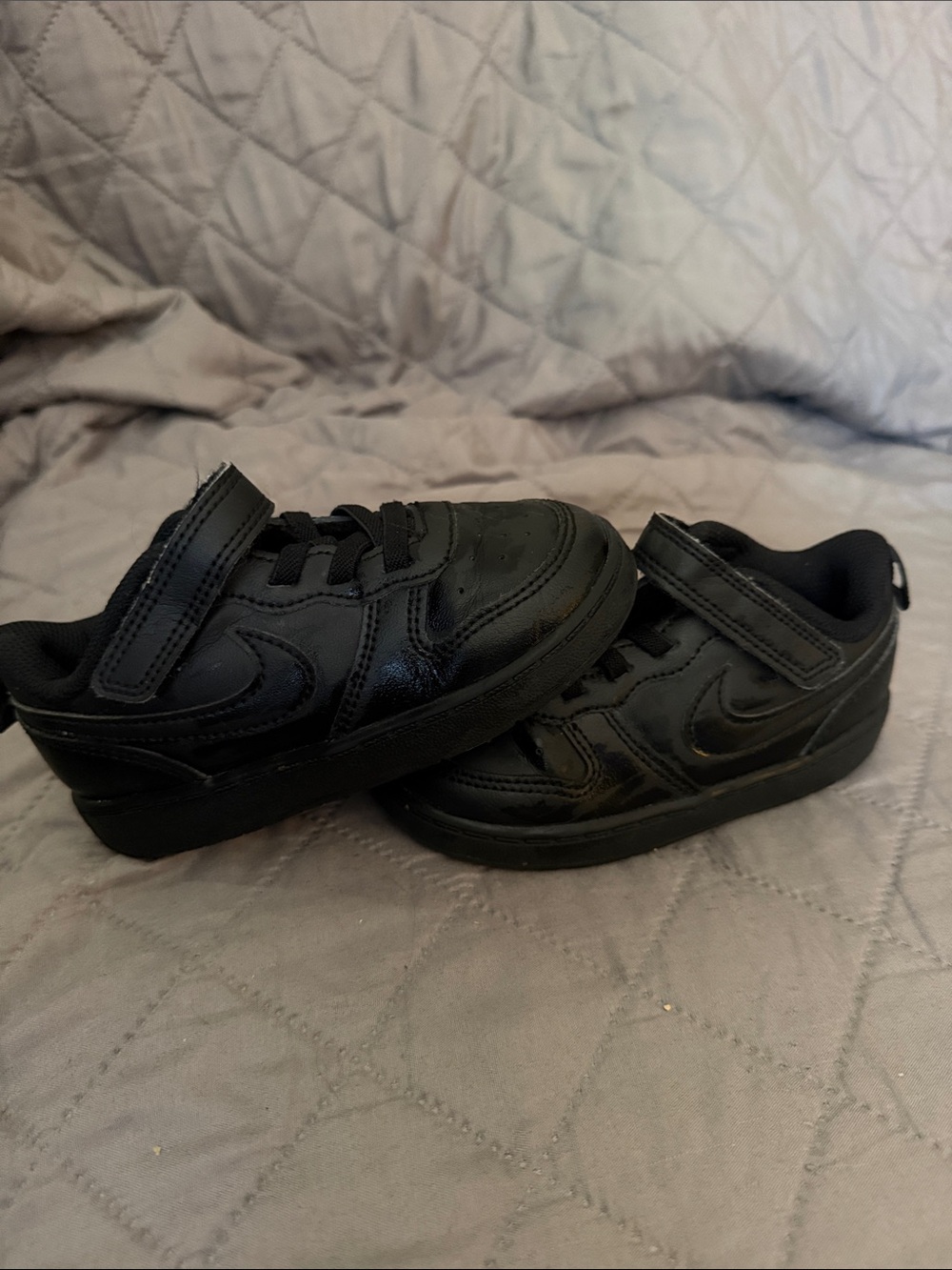 Nike Kids All-Black Hook-and-Loop Sneakers